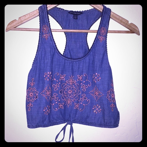 American Eagle Denim Crop Top - Picture 2 of 4